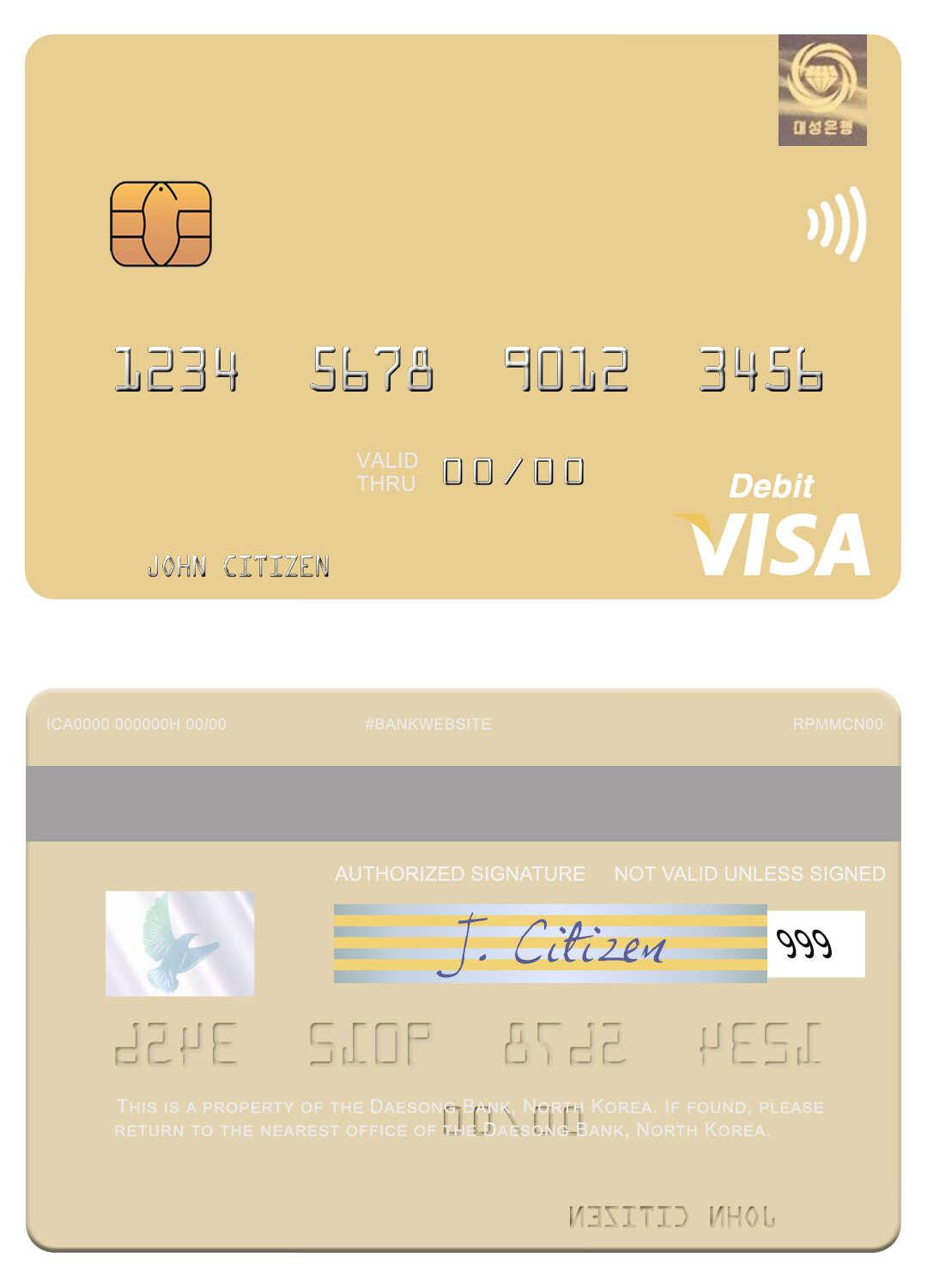 North Korea Daesong Bank visa debit card